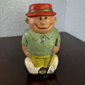 Vintage Ceramic Golfer Happy Sad Good Game Bad Game Par Bogie w Driver Shoes Hat